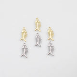 18K Gold PVD Fish bone Charm - Tarnish Resistant