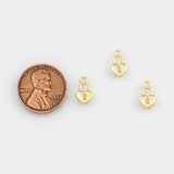 18K Gold PVD Lock Heart Charm - Tarnish Resistant