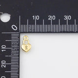18K Gold PVD Lock Heart Charm - Tarnish Resistant