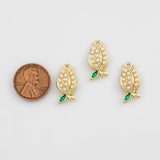 18K Gold PVD Rose flower pearl Charm - Tarnish Resistant