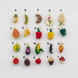 18K Gold PVD 5pcs Fruit Charms Vegetable Charms Pepper Croissant Carrot Watermelon s Charm - Tarnish Resistant
