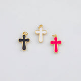 18K Gold PVD Cross Pendant Charm 13x19mm s White Gold Charms - Tarnish Resistant