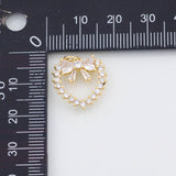 18K Gold PVD Bow heart charm 16x16mm 22k pendant charms - Tarnish Resistant