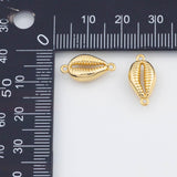 18K Gold PVD Puka cowrie shell connector 8x16mm 22k pendant charms - Tarnish Resistant