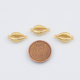 18K Gold PVD Puka cowrie shell connector 8x16mm 22k pendant charms - Tarnish Resistant