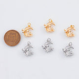 18K Gold PVD 22k moon with bow ribbon charm 15x13mm pendant charms - Tarnish Resistant