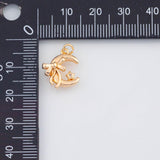 18K Gold PVD 22k moon with bow ribbon charm 15x13mm pendant charms - Tarnish Resistant