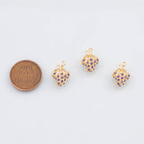 18K Gold PVD 22k Grape Charm Purple Fruit Grapes 10x14mm Pendant Charms - Tarnish Resistant