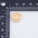 18K Gold PVD 22k Heart with Flowers 14mm Charm Pendant Charms - Tarnish Resistant