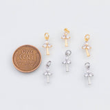 18K Gold PVD Dainty key charm 13x6mm 22k earrings s charm charms - Tarnish Resistant