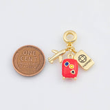 18K Gold PVD Airplane Passport Large Hole charm - Tarnish Resistant
