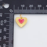 18K Gold PVD Enamel heart sunburst 14x14mm pendant charms - Tarnish Resistant