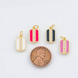 18K Gold PVD Enamel Dog Tag Charm 8x15mm Rectangle 22k Pendant Charms - Tarnish Resistant