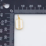 18K Gold PVD Enamel Dog Tag Charm 8x15mm Rectangle 22k Pendant Charms - Tarnish Resistant