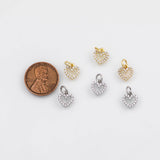 18K Gold PVD Heart Charm 8x9mm Charm s White Gold Charms - Tarnish Resistant