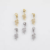 18K Gold PVD Snake Charm 7x20mm Charm s White Gold Charms - Tarnish Resistant