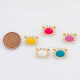 18K Gold PVD Enamel crab charm 12x15mm 22k pendant charms - Tarnish Resistant
