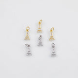 18K Gold PVD Tower Charm 6x12mm Charm s White Gold Charms - Tarnish Resistant