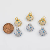 18K Gold PVD Shell Charm 13x14mm Bar s Gold Charms - Tarnish Resistant