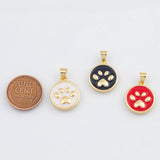 18K Gold PVD Enamel paw print 15mm 22k pendant charms - Tarnish Resistant