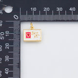 18K Gold PVD Enamel Postcard Love You 8x13mm s Gold Charms - Tarnish Resistant
