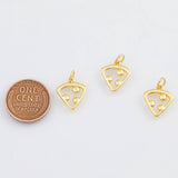 18K Gold PVD Pizza Charm 12x14mm Pepperoni Pizza 22k Pendant Charms - Tarnish Resistant