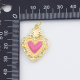 18K Gold PVD Sacred Heart 17x25mm 22k Pendant Charms - Tarnish Resistant