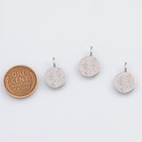 18K Gold PVD Flower charm 12mm birth month flower etched pendant charms - Tarnish Resistant