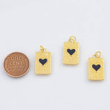 18K Gold PVD Black heart ace of spades enamel charm 11x16mm 22k pendant charms valentine's day - Tarnish Resistant