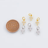 18K Gold PVD Dainty Cross Charm 5x7mm 22k Pendant Charms - Tarnish Resistant