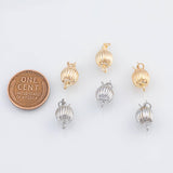 18K Gold PVD Pumpkin Box Clasp 8mm Pendant Charms - Tarnish Resistant