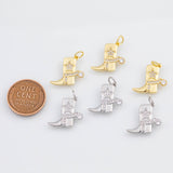 18K Gold PVD Cowboy Boots Charms 17x15mm s White Gold Charms - Tarnish Resistant