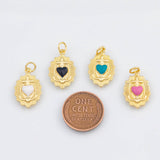 18K Gold PVD Sacred Heart Enamel charm - Tarnish Resistant