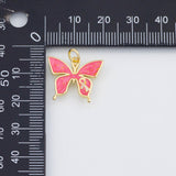 18K Gold pvd Butterfly Cancer Ribbon Enamel charm - Tarnish Resistant