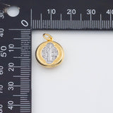18K Gold PVD Saint Benedict Two Tone San Benito charm - Tarnish Resistant