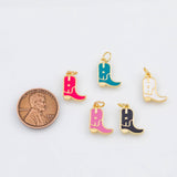 18K Gold PVD Cowboy Boots Enamel charm - Tarnish Resistant