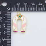 18K Gold PVD Horseshoe Enamel Charm 18x27mm s Charms - Tarnish Resistant