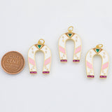18K Gold PVD Horseshoe Enamel Charm 18x27mm s Charms - Tarnish Resistant
