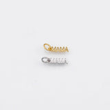 18K Gold PVD Mama Charm 3x11mm Charm s White Gold Charms - Tarnish Resistant