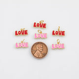 18K Gold PVD Love Charm 5x14mm Charm s White Gold Charms - Tarnish Resistant