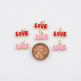 18K Gold PVD Love Charm 5x14mm Charm s White Gold Charms - Tarnish Resistant