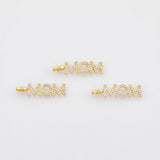 18K Gold PVD Mom Pendant Charm 6x27mm Charm s White Gold Charms - Tarnish Resistant