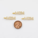 18K Gold PVD Mom Pendant Charm 6x27mm Charm s White Gold Charms - Tarnish Resistant