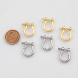 18K Gold PVD e Carabiner Horse Shoe Screw Clasp 15x17mm, Carabiner Lock Connector, Spring Push Gate Finding Bracelet - Tarnish Resistant