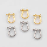 18K Gold PVD e Carabiner Horse Shoe Screw Clasp 15x17mm, Carabiner Lock Connector, Spring Push Gate Finding Bracelet - Tarnish Resistant