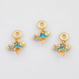 18K Gold PVD Shells Crabs Jellyfish Pendant, Enamel Charm - Tarnish Resistant