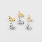 18K Gold PVD Fish Charm 7x9mm Charm s White Gold Charms - Tarnish Resistant