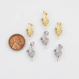 18K Gold PVD Snake Charm 8x19mm Charm s White Gold Charms - Tarnish Resistant