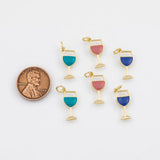 18K Gold PVD Wine Glass Charm 8x16mm Charm s White Gold Charms - Tarnish Resistant