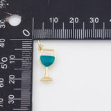 18K Gold PVD Wine Glass Charm 8x16mm Charm s White Gold Charms - Tarnish Resistant